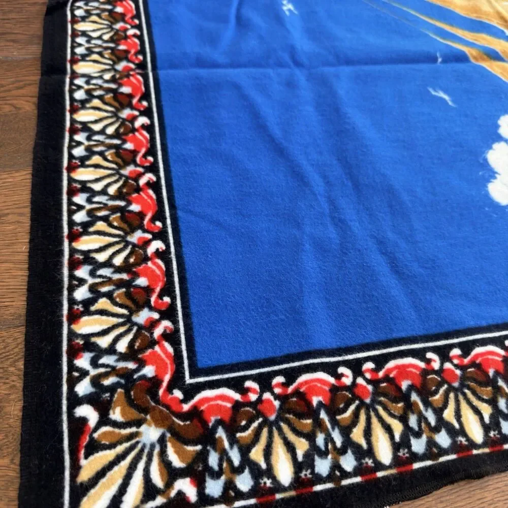 Vintage Turkish Sailing Ship Velour Wall Tapestry 100% Cotton 57x38 Nautical